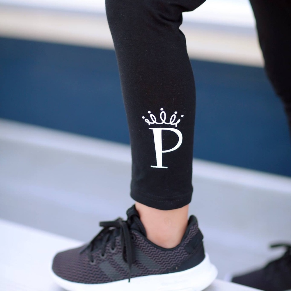 Black Leggings with White Embroidery- NEW!!